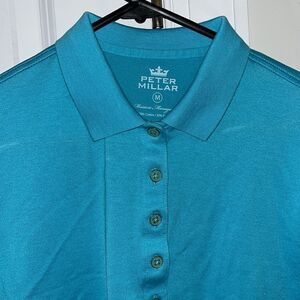Women’s Coral Turquoise Blue Peter Millar Crown Tennis Polo Golf shirt Moisture